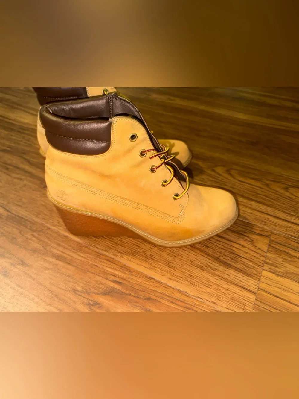 Timberland Wheat Nubuck Lace-Up Wedge Boots